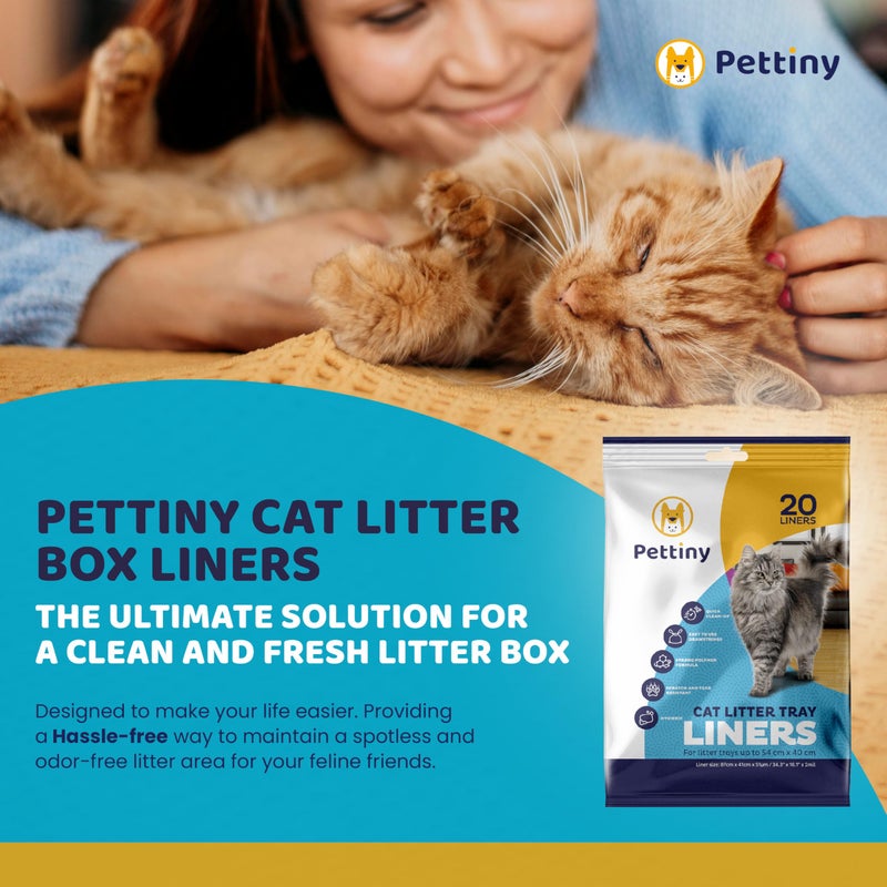 Pettiny 20 Cat Litter Box Liners with Drawstrings - Scratch Resistant Cat Litter Bags for a Medium and Large Litter Pan - Image 2